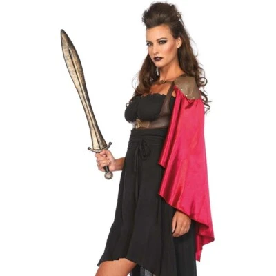 Chaleco Arnés Guerrero Leg Avenue con Capa de Satén de Un Hombro Disfraz Foto 1 de 4