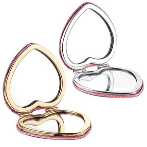 2 Pcs Compact Folding Mirror Heart Shaped Portable Travel Magnifying Makeup M... - Picture 1 of 7