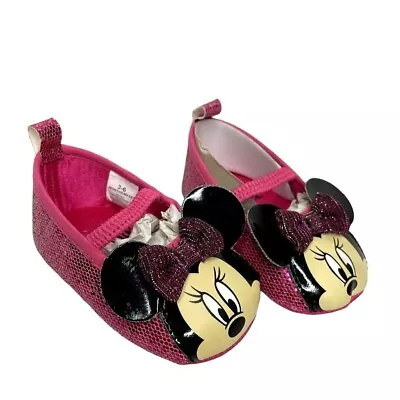 Disney Minnie Mouse Bebé Niña Rosa Brillante Elegante/Zapatos Informales Talla 3-6 meses Foto 1 de 4