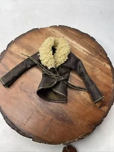 My Scene Barbie Doll Brown Leather Looking Jacket/coat w Tan Fleece trim🐻 - Picture 1 of 2