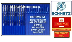 SCHMETZ DCX27B27SES L/BALL POINT NM100/16 O/LOCK INDUSTRIAL SEWING MACHINENEEDLE - Picture 1 of 7