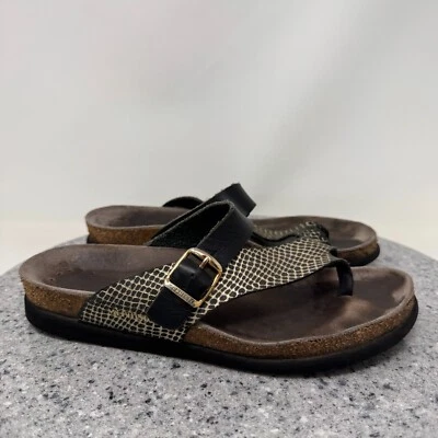 Mephisto Sandals Womens 10 Black Leather Snakeskin Print Helen Mix Slip On 40 - Image 1 of 4