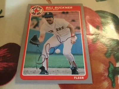 1985 Fleer Bill Buckner Autographed Baseball Card Boston Red Sox #153 (d.2019) - Image 1 of 2