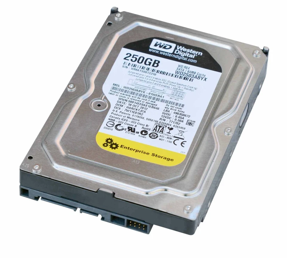 Western Digital WD2503ABYX RE4 250GB Internal Hard 8,9 CM 3,5 " 7200rpm V503 - Image 1 of 1