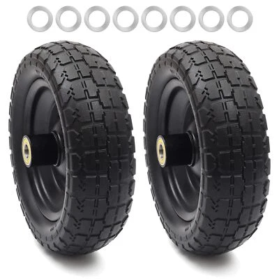 AR-PRO 2-Pack 10" Flat Free Solid Tire and Wheel - with 5/8" Axle Bore Hole 2... - Image 1 of 4