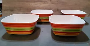 Kohl's Hibiscus Melamine Dish Set 4 Appetizer Dessert Serving Bowls 5.5x2.75 - Picture 1 of 4