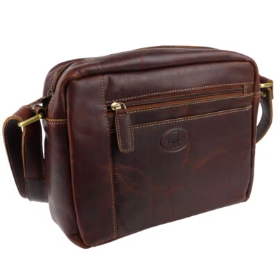 Rowallan of Scotland Mens Leather Cross Body Bag Brown - Image 1 of 4