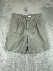 Pantalones Cortos Para Hombre 31 De Colección Años 90 Cabeza de Pato Gris Chino Plisado 9" Entrepierna Sarga Informal - Imagen 1 de 12