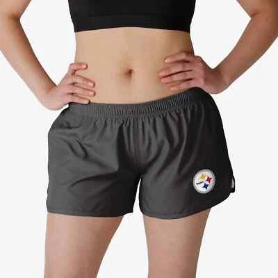 Pantalones cortos para correr lisos negros FOCO NFL para mujer Pittsburgh Steelers talla XXL Foto 1 de 2