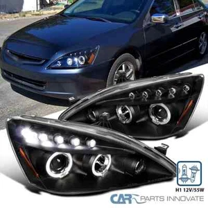 Faros proyectores LED halo negros para Honda Accord 2003-2007 03-07 - Imagen 1 de 12