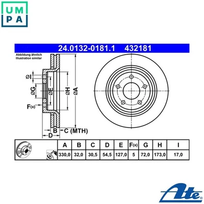 2x BRAKE DISC 24.0132-0181.1 FOR JEEP GRAND/CHEROKEE/IV/SUV ERB 3.6L EXN 3.0L - Image 1 of 4