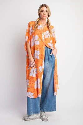 Nuevo Maxi Vestido Camisa con Botones Plumero Caballete Para Mujer Talla Mediana Tropical Foto 1 de 4