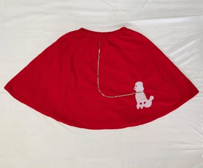 50s Red Poodle Skirt Adult Large Bobby Soxer Halloween Costume - Image 1 of 4