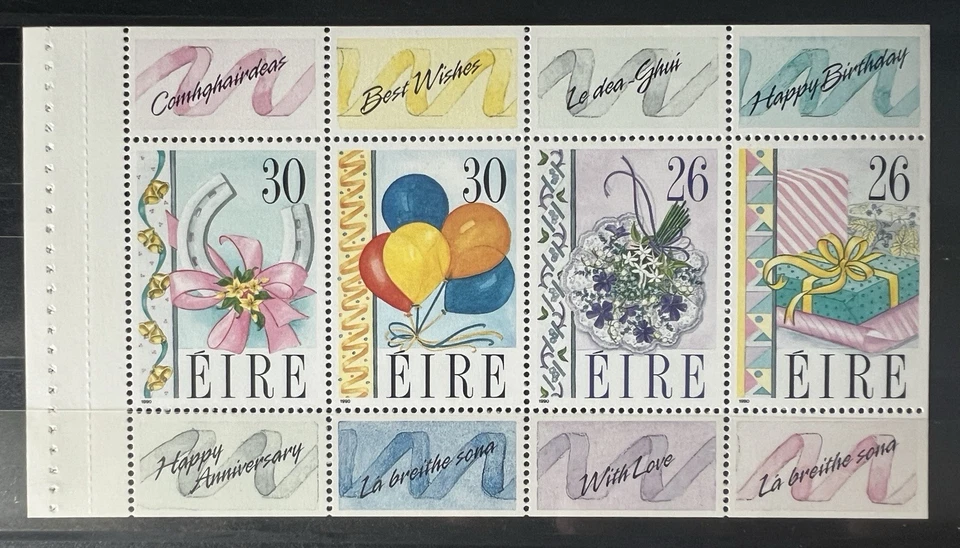Ireland 1990 Greetings Irish Stamps Mini Sheet from Booklet MNH Philately EIRE - Image 1 of 1