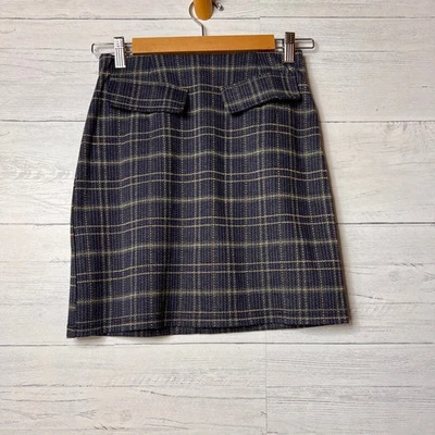 ModCloth Skirt Womens SZ Small Blue Sweet Silver Linings Plaid Mini School Girl - Image 1 of 4