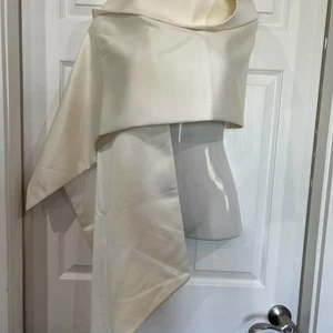 Elegant Formal Ivory Brushed Satin Look Shawl Wrap Evening Wear 18" X 70" - Picture 1 of 8