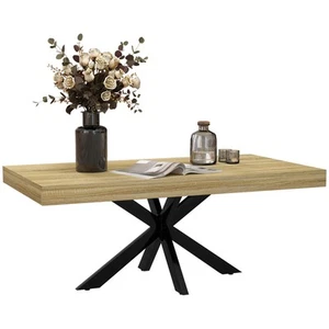 HOMCOM Tavolino da Caffè Stile Industriale in Legno e Acciaio 110x60x45 cm - Foto 1 di 10