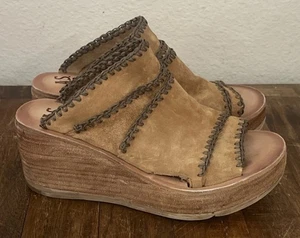 A.S. 98 Nelson Plateau Keilabsatz Sandale Pantolette Slouch EU 36 6 Braun Wildleder Peeptoe - Bild 1 von 12