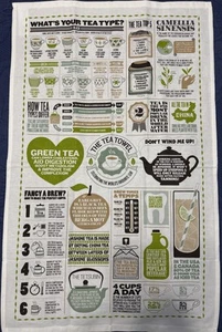 Stuart Gardiner "All About Tea" Küchen-/Geschirrtuch grün hellbraun braun neutral neu ohne Etikett - Bild 1 von 3