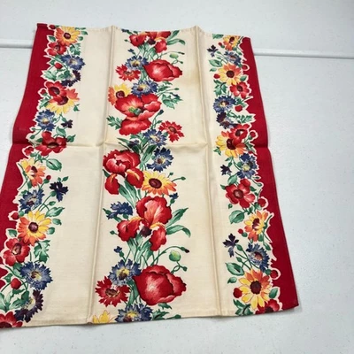 Toalla de té de cocina impresa vintage roja azul floral algodón suroeste 1491-20 Foto 1 de 4
