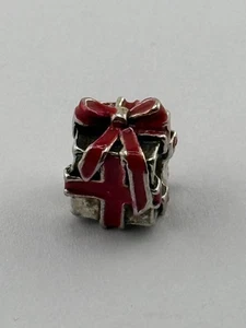 Genuine Pandora ALE 925 Sterling Silver and Red Enamel Gift Box Bead Charm - Picture 1 of 1