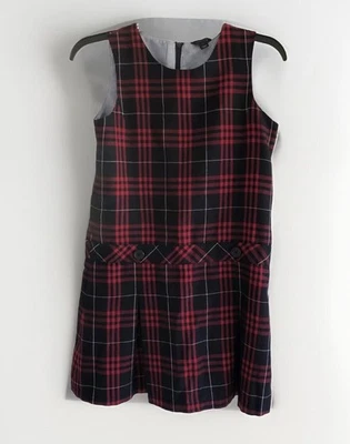 Tommy Hilfiger Niñas Jersey Talla 12 Rojo Negro Cuadros Colegiala Uniforme Vacaciones Usado en Excelente Condición Foto 1 de 4