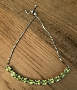 QVC Adjustable PERIDOT Sterling Silver Bracelet New - Picture 1 of 3