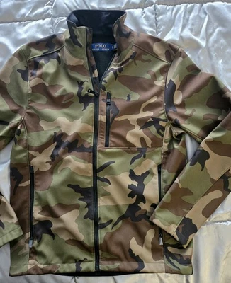 NEW POLO RALPH LAUREN = CAMO  SOFTSHELL WATER REPELLENT JACKET = SMALL =NWOT - Image 1 of 4