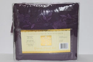 LUXURY EMBROIDERED MICROFIBER QUEEN SHEET SET-PURPLE 4P - Picture 1 of 1