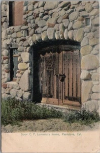 Pasadena California handfarbige Postkarte ""Tür, C.F. Lummis's Home"" 1909 abbrechen - Bild 1 von 2