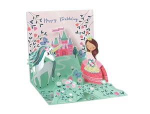 Up with Paper Pop Up Greeting Card - Princess & Unicorn Birthday - Picture 1 of 2
