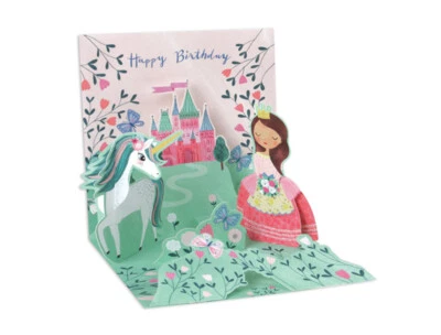 Up with Paper Pop Up Greeting Card - Princess & Unicorn Birthday - Image 1 of 2