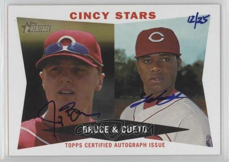 2009 Topps Heritage Cincy Stars Jay Bruce Johnny Cueto Autograph Auto 12/25 Reds - Image 1 of 2