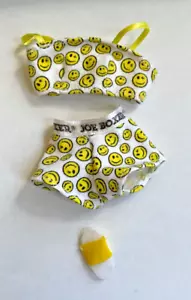 1999 Barbie Dreamy Touches Joe Boxer Smiley Yellow/White Lingerie - Picture 1 of 2