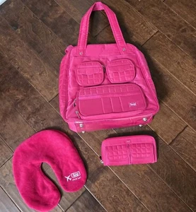 Lug Puddle Jumper Tote Bag Pink Quilted Travel Carry On Overnight Wallet Pillow - Picture 1 of 11