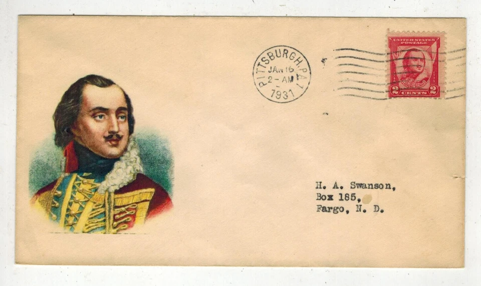 1931 SIGNED HPS ADDON FDC 690 POLAND GENERAL CASIMIR PULASKI PITTSBURG Color - Image 1 of 1
