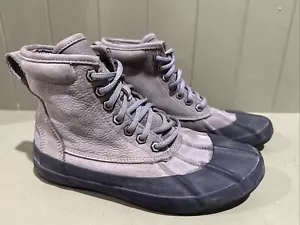 LL Bean Bar Harbor Duck Botas Mujer 8 M Gris Tobillo Cuero Con Cordones Exterior - Imagen 1 de 8