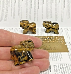 Tigerauge Elefant handgeschnitzt Ornament Heilung Chakra Reiki + Karte + Geschenktüte - Bild 1 von 7