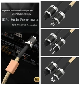 HiFi Power Cable US EU Version Supply Mains Carbon Fiber Connector for CD Filter - Picture 1 of 20