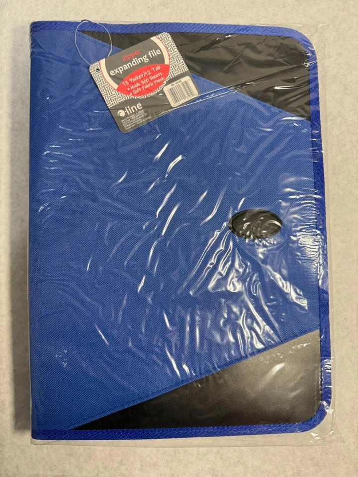 C-Line 48105 13 Pocket/12 Tab 300 Sheet Soft Fabric Zipper Expanding File Blue - Image 1 of 1