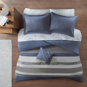 Intelligent Design 8-Pc. Queen Blue/Gray Hypoallergenic Complete Bedding Set - Picture 1 of 6