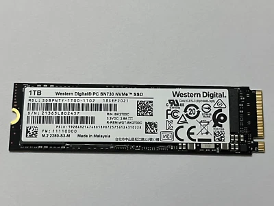 NEW Western Digital PC SN730 SDBPNTY-1T00-1102 1TB SSD M.2 2280 NVMe PCIe 3.0 x4 - Image 1 of 4