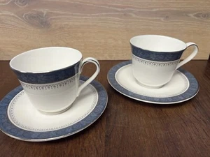 Royal Doulton Sherbrooke Cups and Saucers Set of 2 Fine Bone China H5009 England - Picture 1 of 4