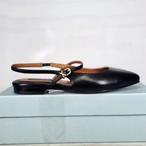 Size EU 38 - Margaux The Crosby Sling Flat - Black Nappa Leather - Picture 1 of 9