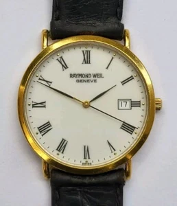 Hübsche VINTAGE UHR signiert RAYMOND WEIL GENEVE vergoldet QUARZ - Bild 1 von 24