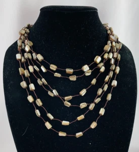 Lucas Lameth LUC Multi Strand Abalone MOP Shell Knotted Necklace Sterling - Picture 1 of 10