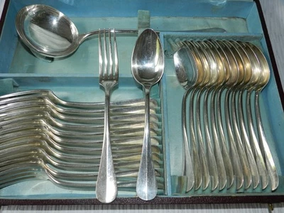 Ménagère de 25 pièces en métal blanc modèle vieux paris - Photo 1/4