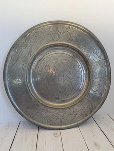 Einar Dragsted Denmark Decorative Plate Platter Tray Birds Pewter Danish 16" - Picture 1 of 11