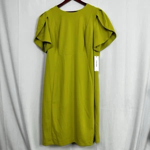 Calvin Klein Midikleid grün bunt Schlupf Etuikleid Etui Flügelärmel Damen formell - Bild 1 von 12