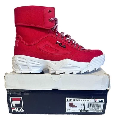 Fila Disruptor Zapatillas Altas Botas Rojo Blanco Mujer Talla 11 Grueso Retro Foto 1 de 4